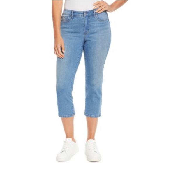 NINE WEST Chrystie Capri Jean Stretch Relaxed Fit Cotton Twill Jeans Pants - Picture 2 of 6